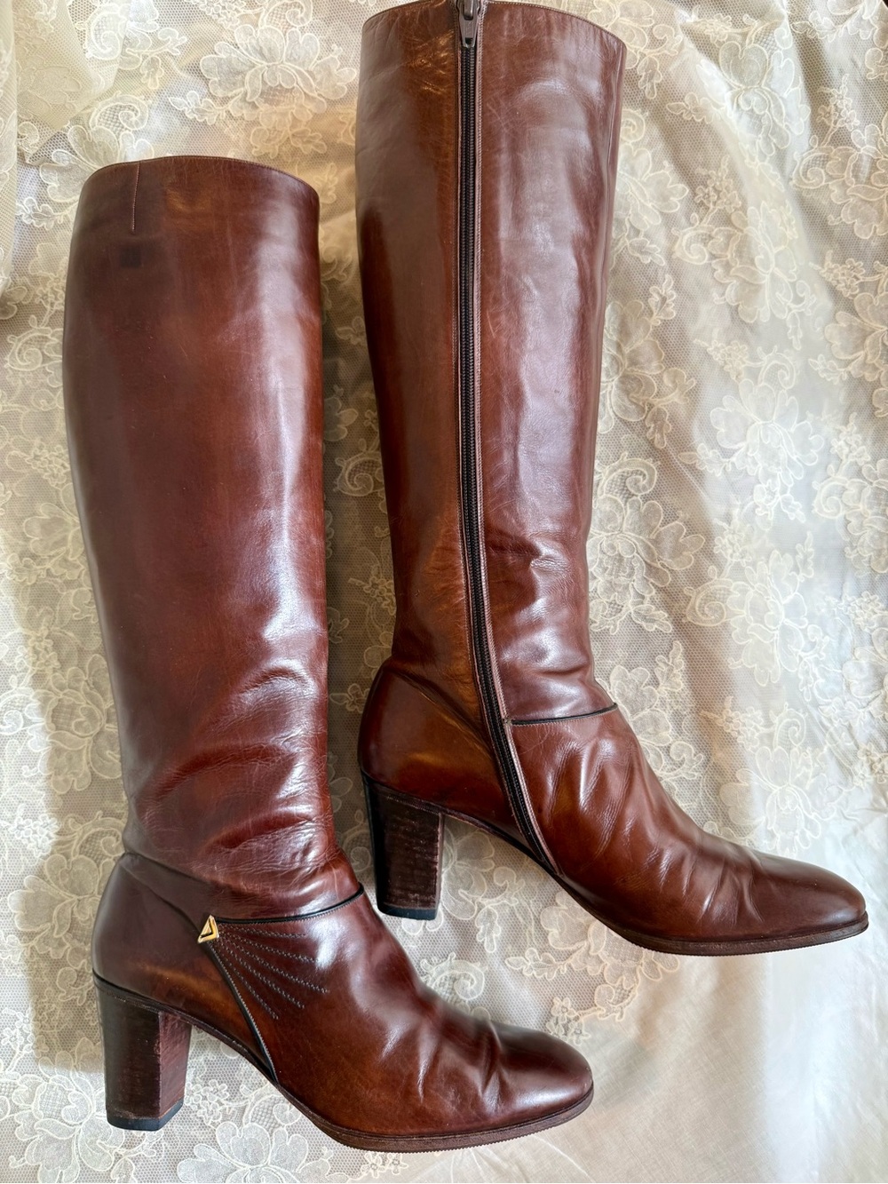 Vint Rare Ferragamo 7.5 Knee High Leather Riding Boots VINTAGE Saks 5th Collab